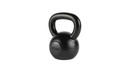 Black kettlebell for strength training isolated PNG with Transparent Background