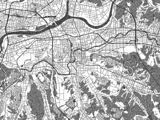 Fototapeta premium Urban black and white map of Kani, Japan, designed in a sketch style for prints.