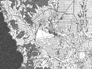 Fototapeta premium Decorative monochrome illustration of Kanoya, Japan, showing its detailed grid.