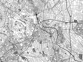 Naklejka premium Sketch-style black and white map of Kasukabe, Japan, perfect for illustration and wall art.