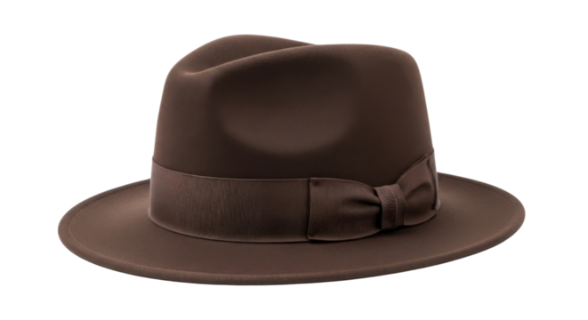 Classic brown fedora hat for men isolated PNG with Transparent Background