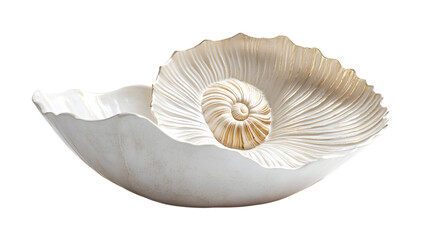 Obraz premium Elegant seashell bowl for coastal decor, perfect nautical accent, evokes ocean serenity in home design, ideal for spa ambiance, adding seaside charm,isolated on white background.
