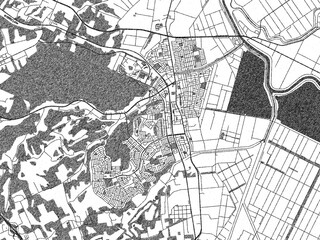 Obraz premium Poster-ready black and white illustration map of Kitahiroshima, Japan, detailed and artistic.