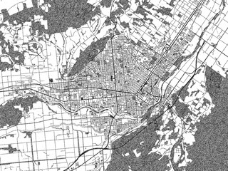 Naklejka premium Monochrome sketch map of Kitami, Japan, ideal for posters, prints, and travel design.