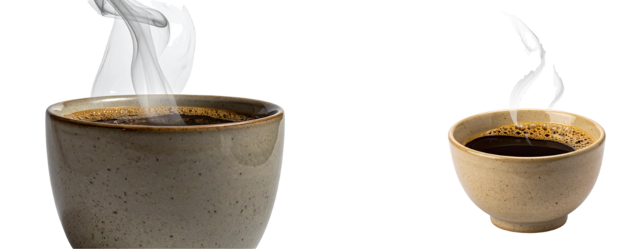 Set of Hot Coffee Cup with Steam - Powered by Adobe