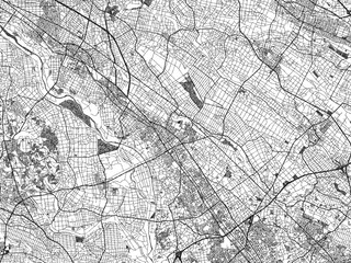 Naklejka premium Stylized black and white urban map of Konosu, Japan, hand-drawn style for decor and creative use.