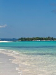 Turquoise waters of Nosy Iranja sandbank in Madagascar