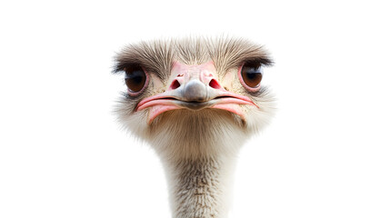 Ostrich face,isolated on white background.