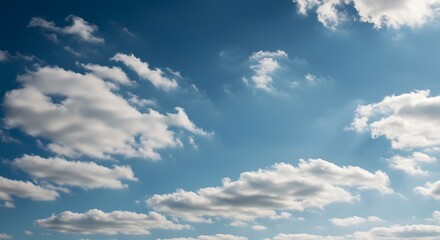 Obraz premium Vibrant blue sky with fluffy white clouds during daytime