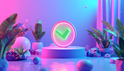 3d check mark sign with a gradient background and copy space suitable for modern and professional designs
4