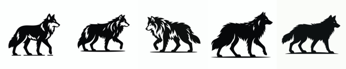 vector black and white silhouette of a wolf