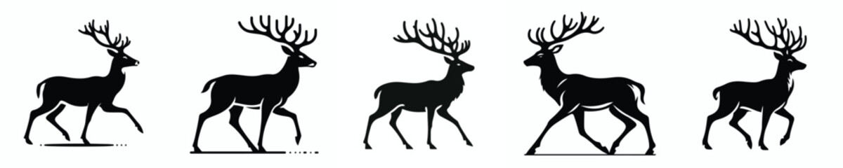 vector black and white silhouette of a deer