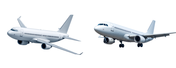 Set of Modern Airplane in Flight