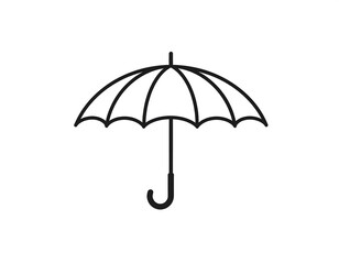 Simple black line drawing of an umbrella