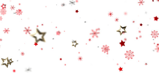 Festive winter background with red stars, snowflakes, and gold accents. Perfect for holidays.