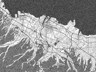 Fototapeta premium Monochrome sketch map of Nakatsu, Japan, ideal for posters, prints, and travel design.