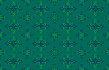 Elegant green ikat seamless pattern for fabric and home decor
