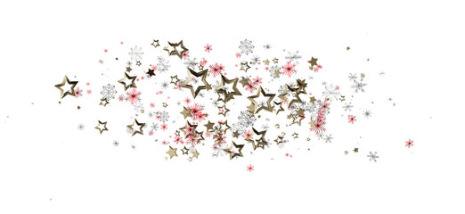 Elegant Christmas background with gold stars, snowflakes and red accents. Perfect for festive designs, greetings, and celebrations. Holiday chee