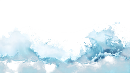 Powerful ocean wave cresting with dynamic spray and foamy texture creating a sense of natural motion and energy,isolated on white background.