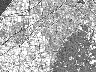 Naklejka premium Monochrome hand-drawn map of Nonoichi, Japan, ideal for decorative and editorial use.