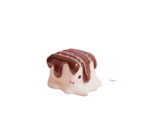 Melting, square, pink, white, chocolate, cake