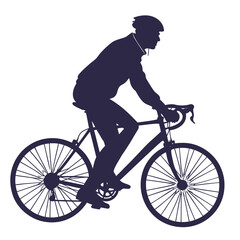Obraz premium Dark blue silhouette of a man riding a bicycle cycling