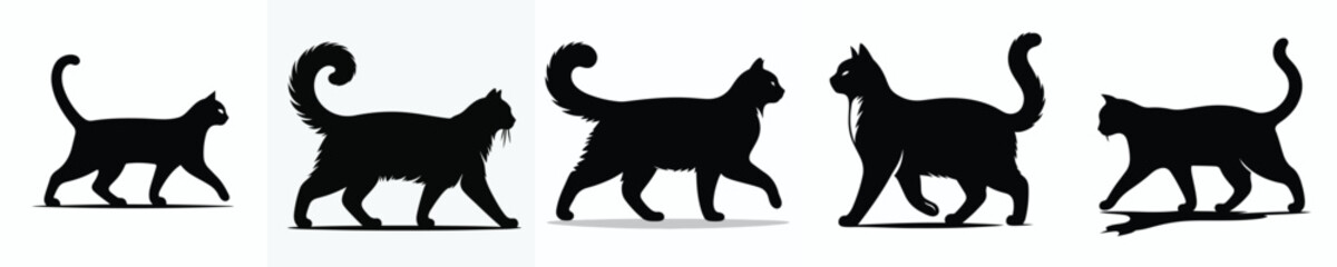 vector black and white silhouette of a cat © My_Vector