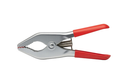 Fototapeta premium Metal spring clamp tool with red handles isolated PNG with Transparent Background