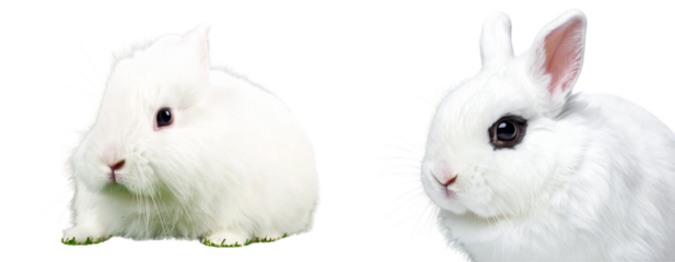 Set of Rabbit Sitting on Grass