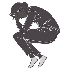 Dark silhouette of a person sleeping curled up vector