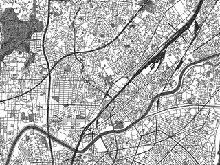 Naklejka premium Black and white map poster of Suita, Japan, illustrated in hand-drawn style.
