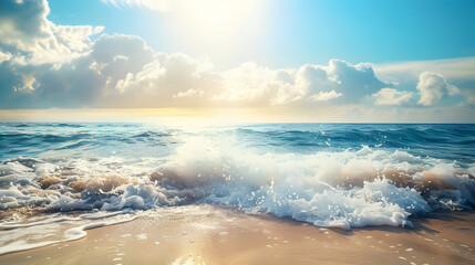 Fototapeta premium Ocean waves crashing on sandy beach