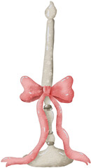 Watercolor Candle with Pink Bow