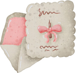 Watercolor Card with Candle and Ribbon