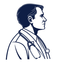 Doctor Silhouette with Stethoscope on White Background 2