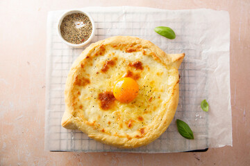 Traditional cheese pie with egg yolk