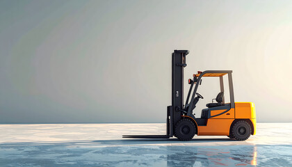 Forklift Ready for Work: A striking shot of an industrial forklift, posed against an evocative backdrop, highlights the machine's functionality and sleek design.