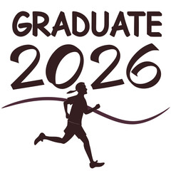 Graduate 2026 silhouette running across finish line