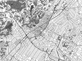 Naklejka premium Detailed black and white map of Togane, Japan, in artistic sketch style.