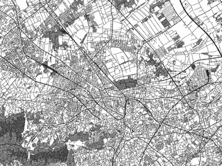 Naklejka premium Monochrome sketch map of Tokorozawa, Japan, ideal for posters, prints, and travel design.