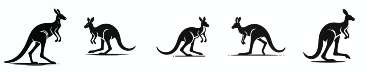 black and white silhouette vector of a kangaroo