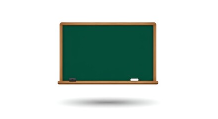 Green chalkboard isolated on white background for education and communication