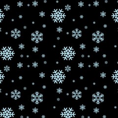 seamless pattern with snowflakes on black background.