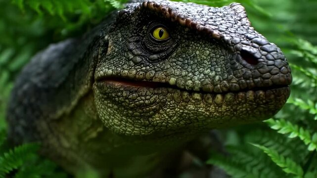 Unveiling an Ancient Reptile: Close-Up of Dinosaur in Natural Habitat