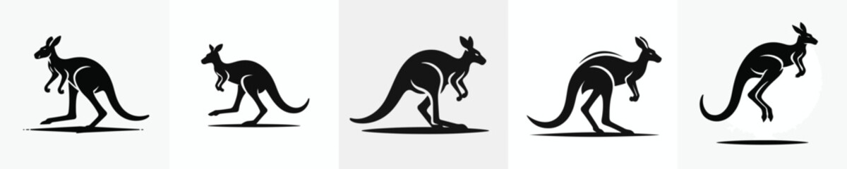 black and white silhouette vector of a kangaroo