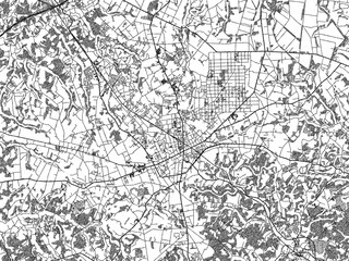 Obraz premium Hand-drawn style black and white city map of Yachimata, Japan, ready for wall art or editorial projects.