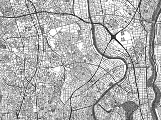 Naklejka premium Sketch-style black and white map of Yashio, Japan, perfect for illustration and wall art.