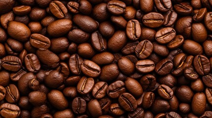 Obraz premium A close-up view of assorted roasted coffee beans showcases rich textures and warm colors, ideal for use in food blogs, marketing materials