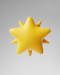 Bright yellow star shaped object isolated on a soft gray background