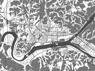 Obraz premium Detailed black and white map of Andong, Republic of Korea, in artistic sketch style.